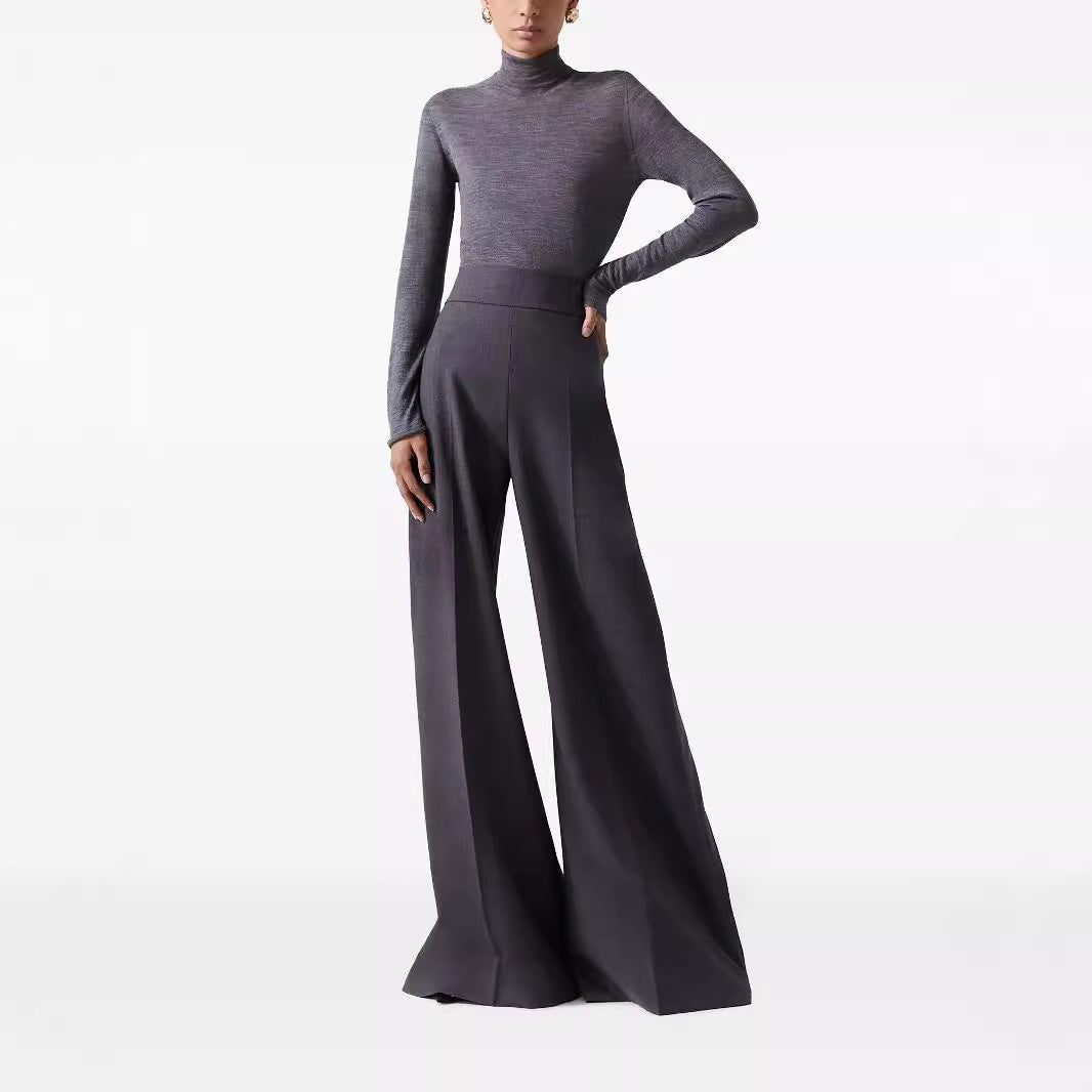 Women High-Waist ultra-wide Palazzo pants with crease and hem Mune Fashion