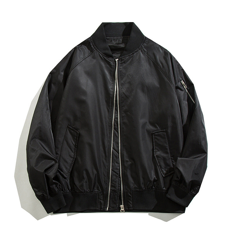 Men's  relaxed nylon zip-front bomber jacket with raglan sleeves and angled flap hand pockets Mune Fashion