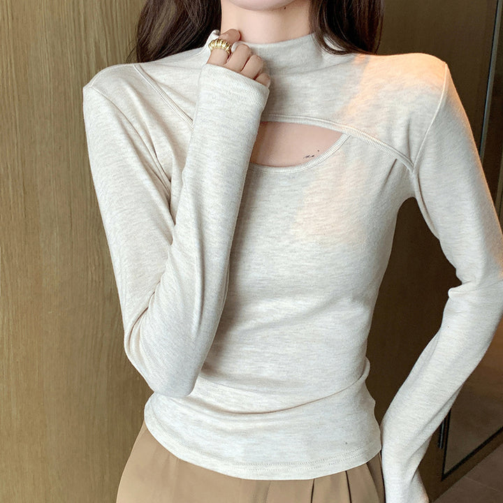 Women's Elegant Long Sleeve Shirt with Cut-Outs
