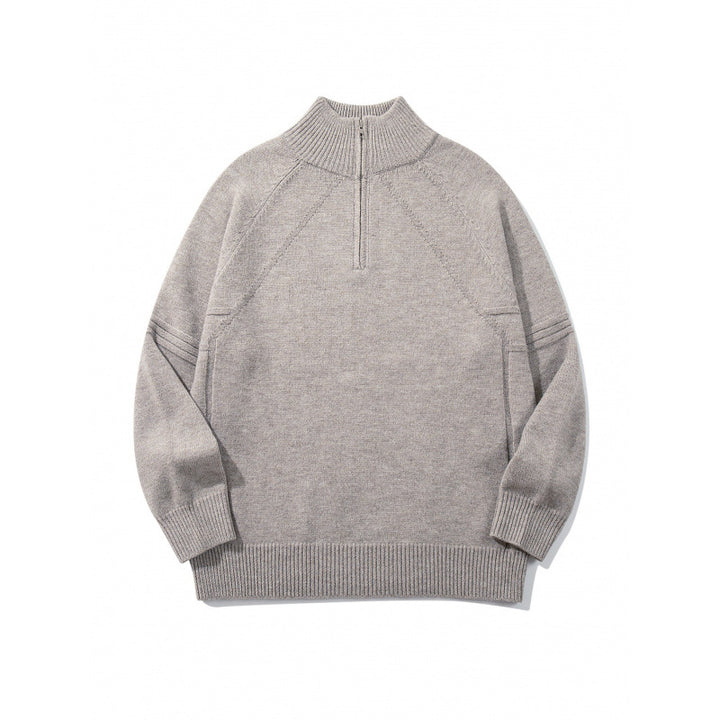 Unisex Knit Half-Zip Sweater with High Ribbed Collar and Raglan Sleeves Mune Fashion