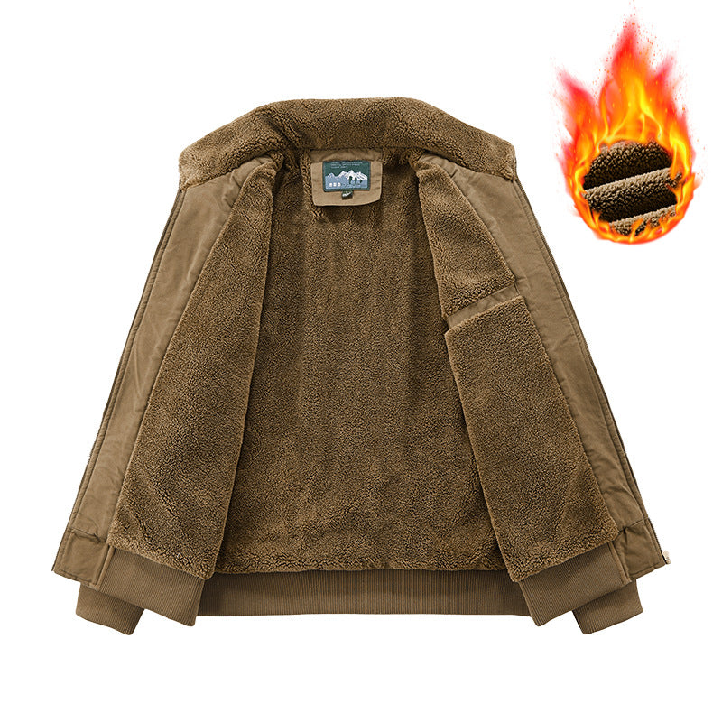 Men's Thermal Bomber Jacket in Vintage Style with Teddy Plush Lining and Multiple Pockets Mune Fashion