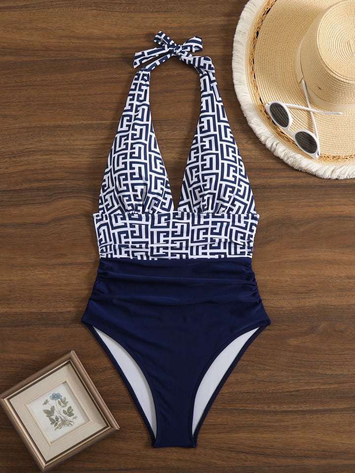 Women's high-cut swimsuit with fashionable pattern Mune Fashion