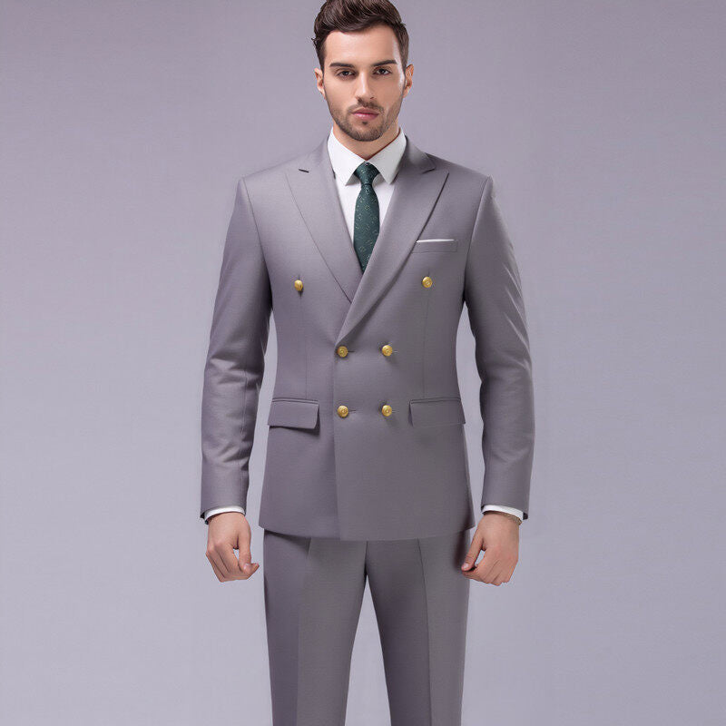 Men's double-breasted evening blazer with decorative buttons, slim silhouette and elegant finish Mune Fashion