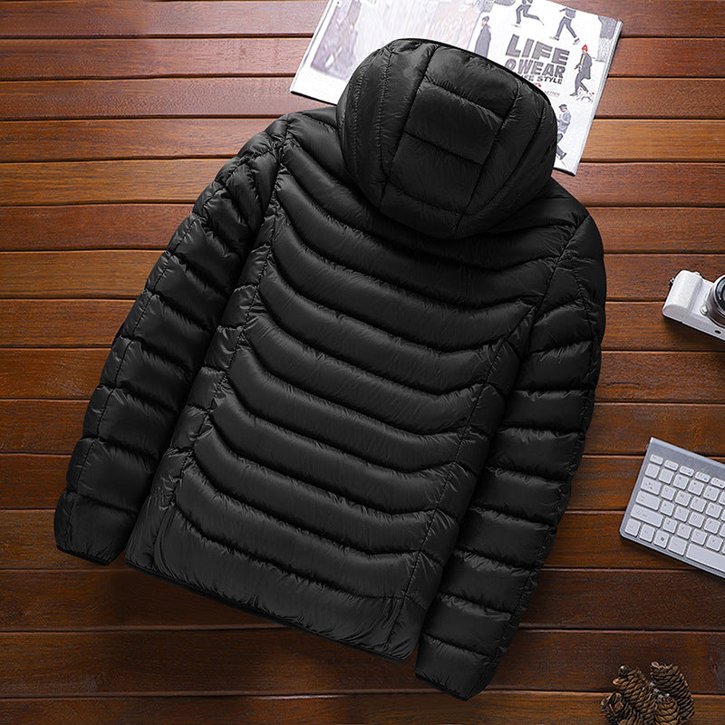 Men's ultralight quilted down jacket with hood, wind-resistant outer shell and packing function Mune Fashion