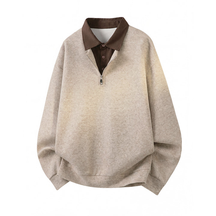 Unisex Oversize Pullover with half zip and contrasting collar Mune Fashion