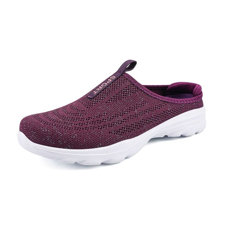 Ladies knitted mule sneakers with open heel collar, elastic entry and padded sole Mune Fashion