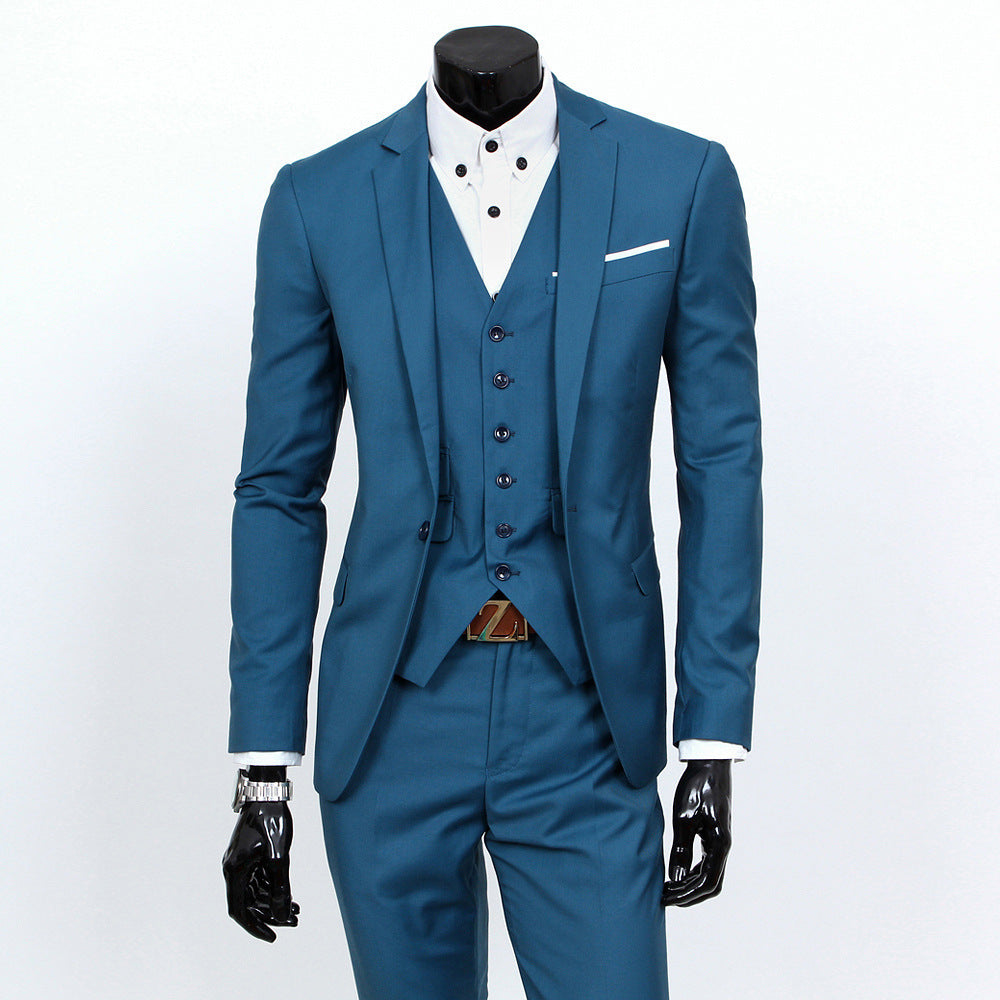 Men's slim three-piece business suit with waistcoat Mune Fashion