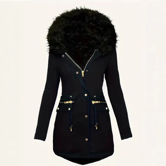 Women’s Winter Parka with Detachable Fur Collar Mune