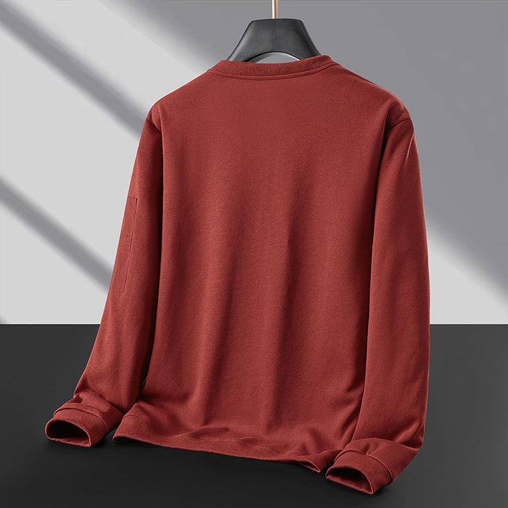 Men's Crew Neck Sweatshirt with Zip Arm Pocket and Functional Jersey Quality Mune Fashion