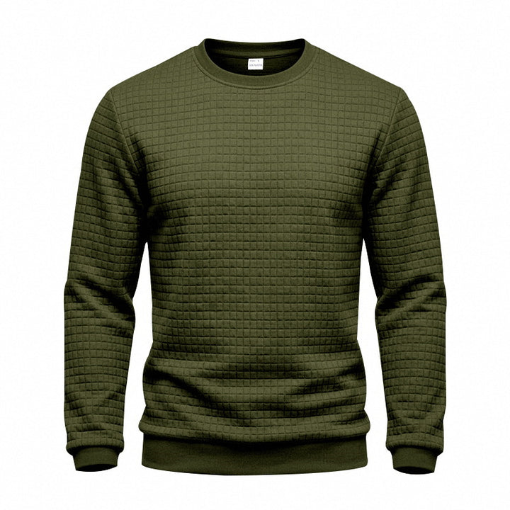 Men's Structured Round Neck Sweatshirt with Waffle Texture and Ribbed Cuffs Mune Fashion