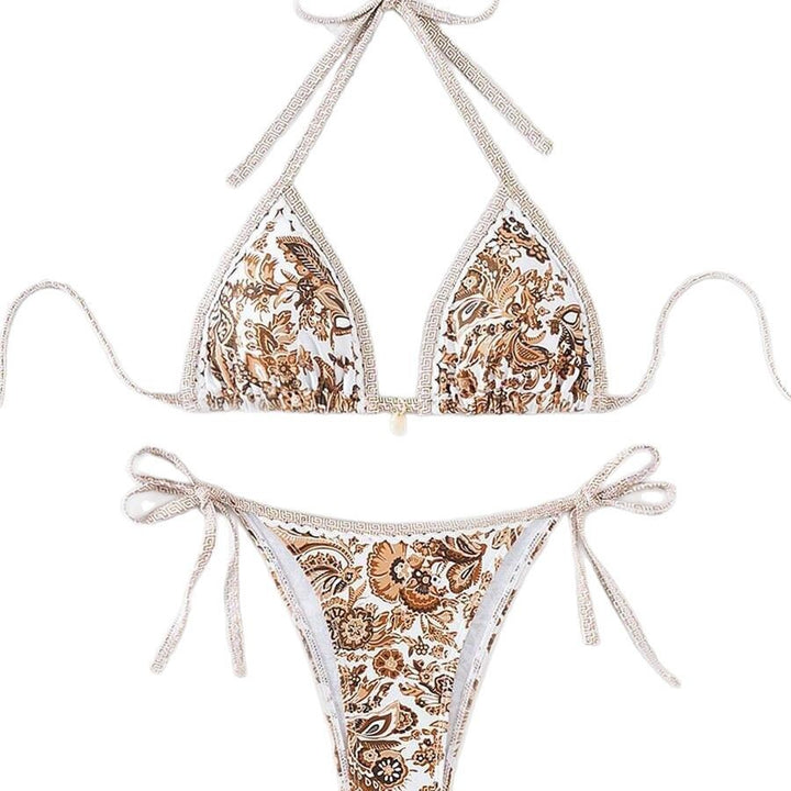 Ladies Triangle Bikini with Floral Vintage Pattern Mune Fashion