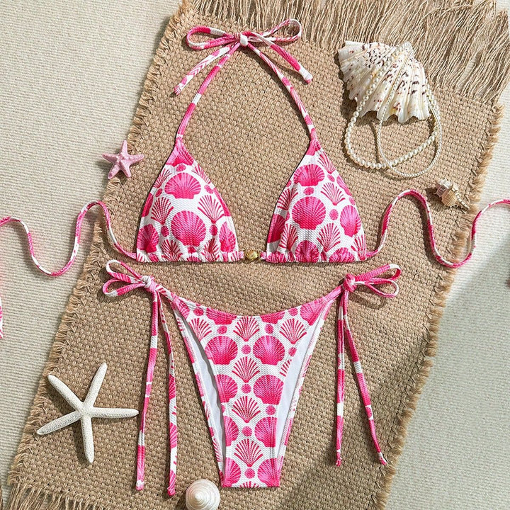 Women's triangle bikini with shell print and friendly cut Mune Fashion