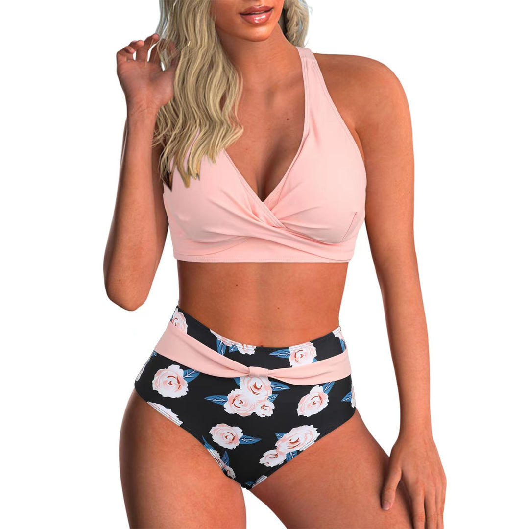 Women's High-Waisted Bikini Set with Fashionable Wrap Design Mune Fashion