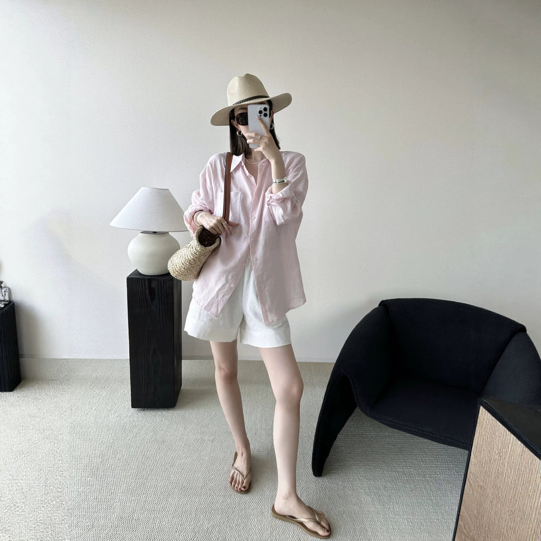 Women Casual Linen Blouse Mune Fashion