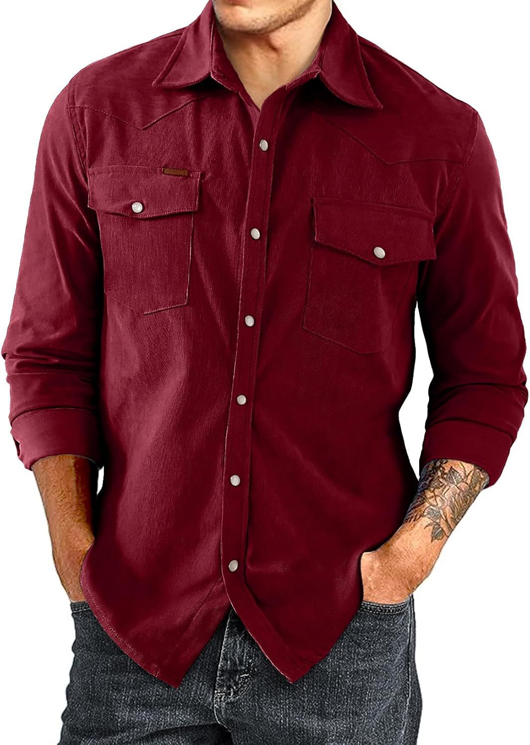 Men's Casual Cotton Shirt with Check Pattern