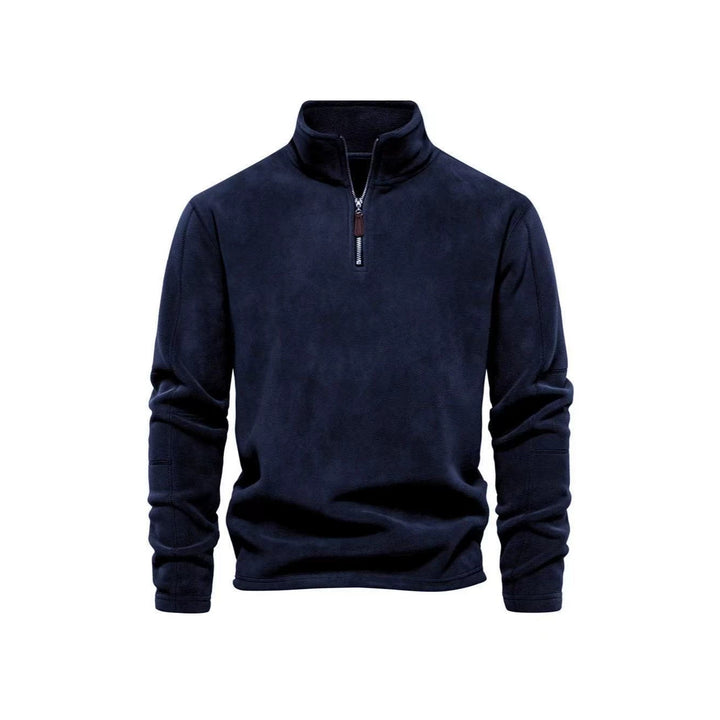Men's fleece pullover with half zip and stand-up collar Mune Fashion
