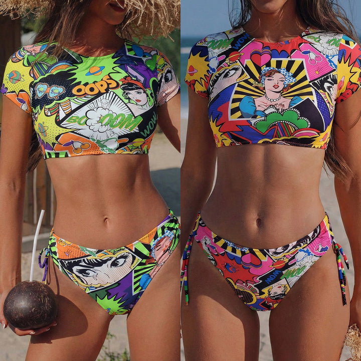 Women's Crop Top Bikini with Floral Design Mune Fashion