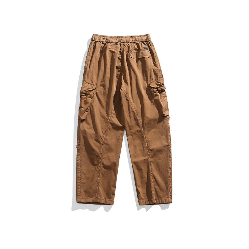 Men's loose-fitting cargo pants with elastic drawstring waist, cord drawstring, and large utility pockets Mune Fashion