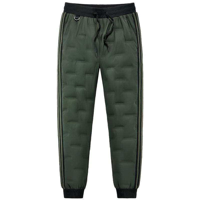 Men's Padded Quilted Jogging Pants with Thermal Insulation and Contrast Stripes Mune Fashion