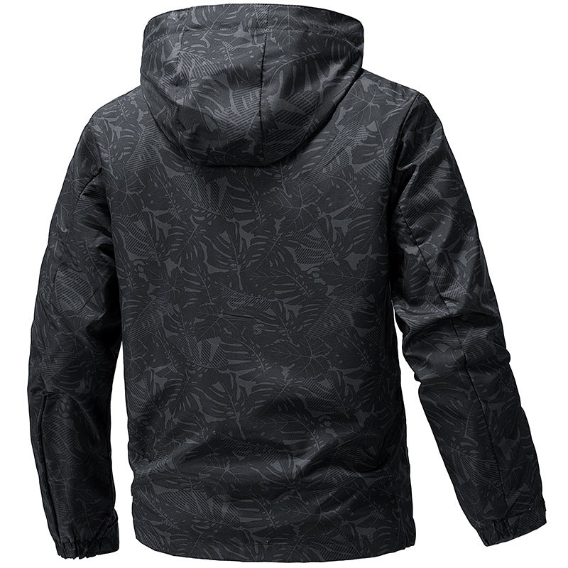 Men's Lightweight Outdoor Jacket with Hood and Print Mune Fashion