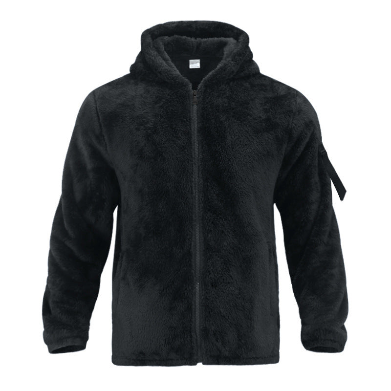 Men's Nan Sherpa-Fleece Hooded Jacket with Full-Zip and Sleeve Pocket Mune Fashion