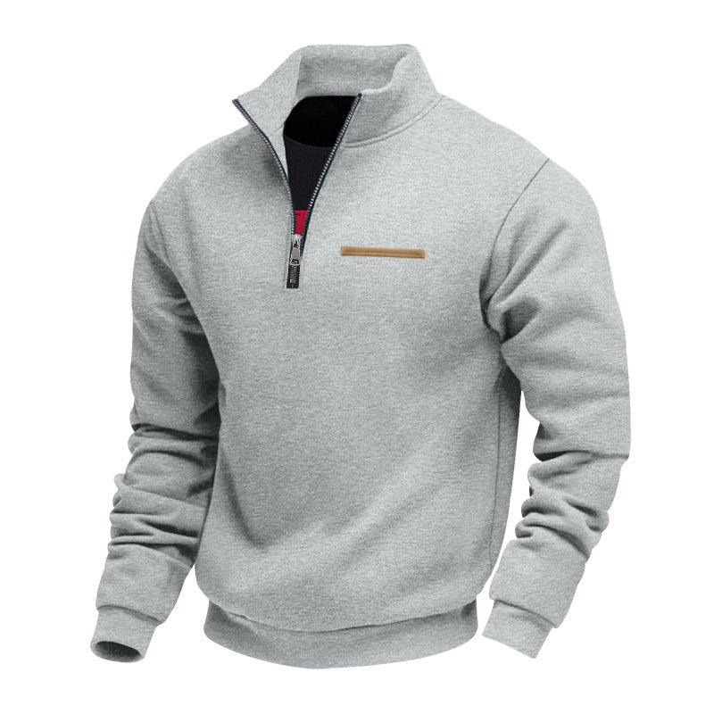 Men's Nan Sweatshirt with Half Zip, Stand Collar and Chest Welt Pocket Mune Fashion