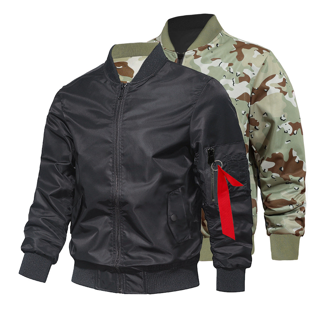 Men's  reversible lightweight insulated bomber jacket with sleeve utility pocket Mune Fashion