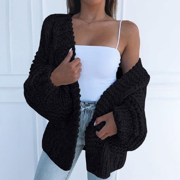Women Oversized Chunky Knit Cardigan with Balloon Sleeves and Open Front Mune Fashion