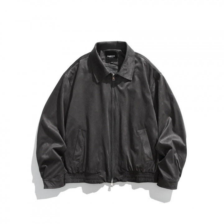 Men's short bomber-style jacket made of microfiber suede with zipper Mune Fashion