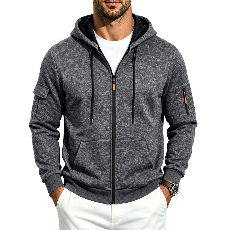 Men's hoodie sweatshirt jacket with zipper and sleeve pocket Mune Fashion