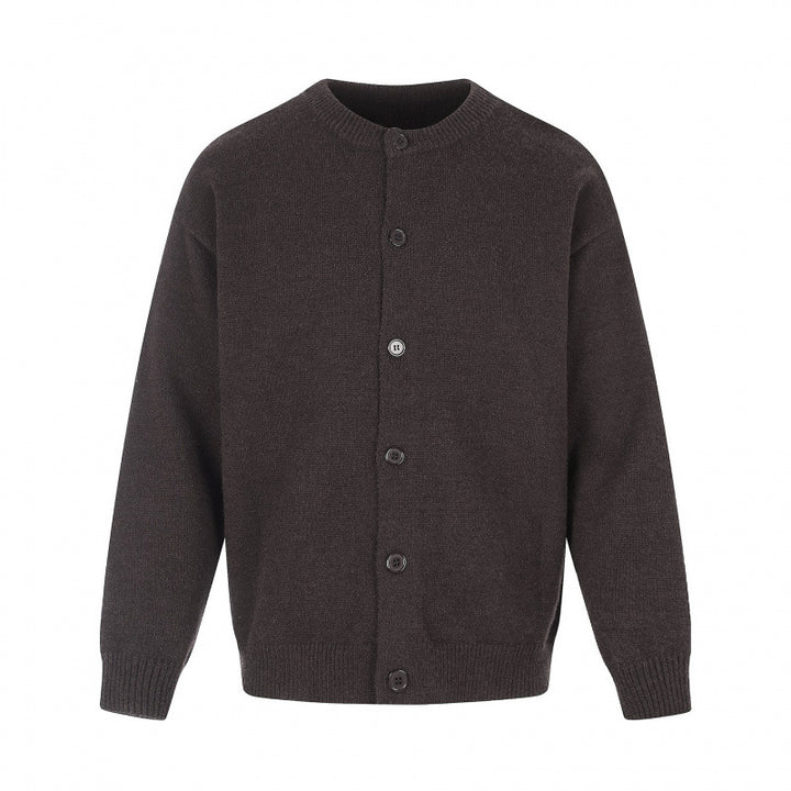 Unisex Boxy Knit Cardigan with Round Neckline and Full Button Placket Mune Fashion