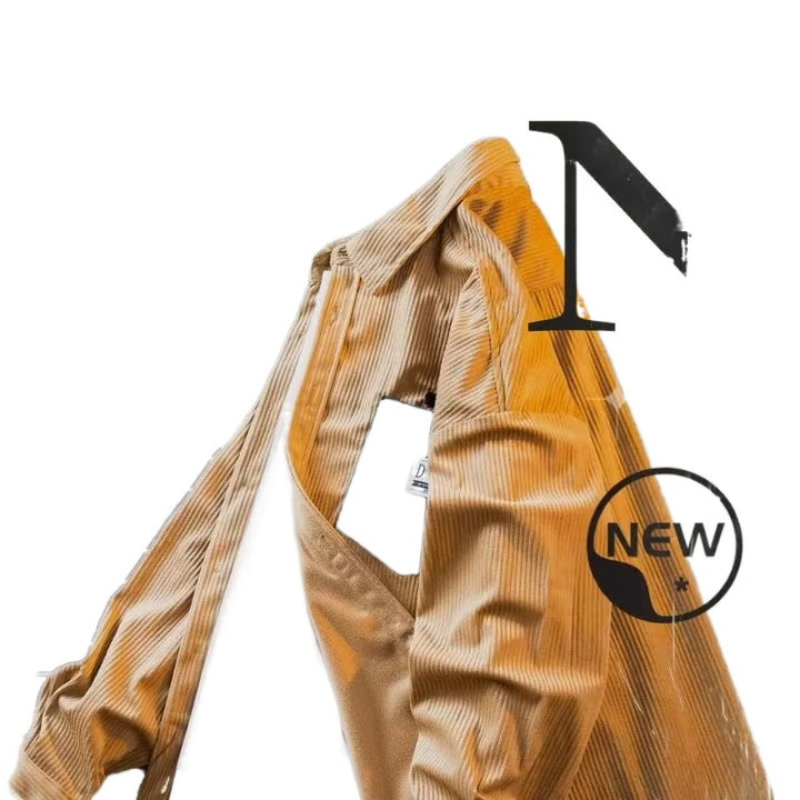 Men's structured cord overshirt with hidden button placket and contrasting inner flap pocket Mune Fashion