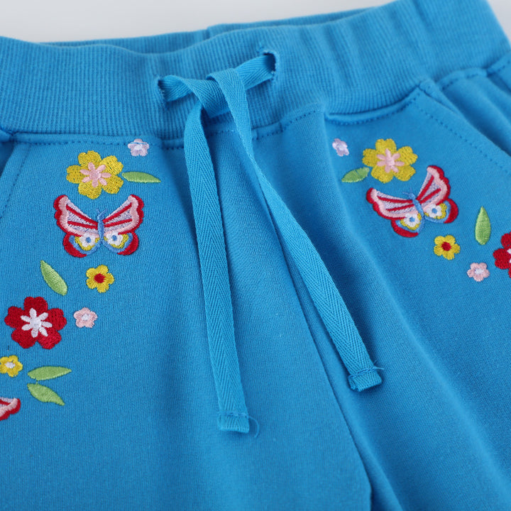 Girls jogging pants with colorful flower and butterfly embroidery Mune Fashion
