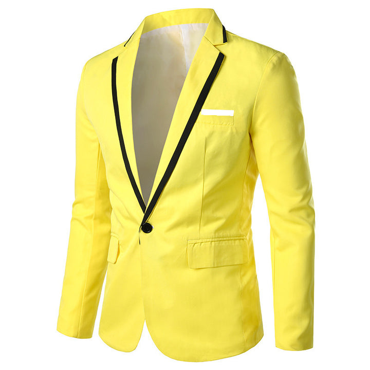 Men's fitted single-button evening blazer with contrast piping on the lapel Mune Fashion