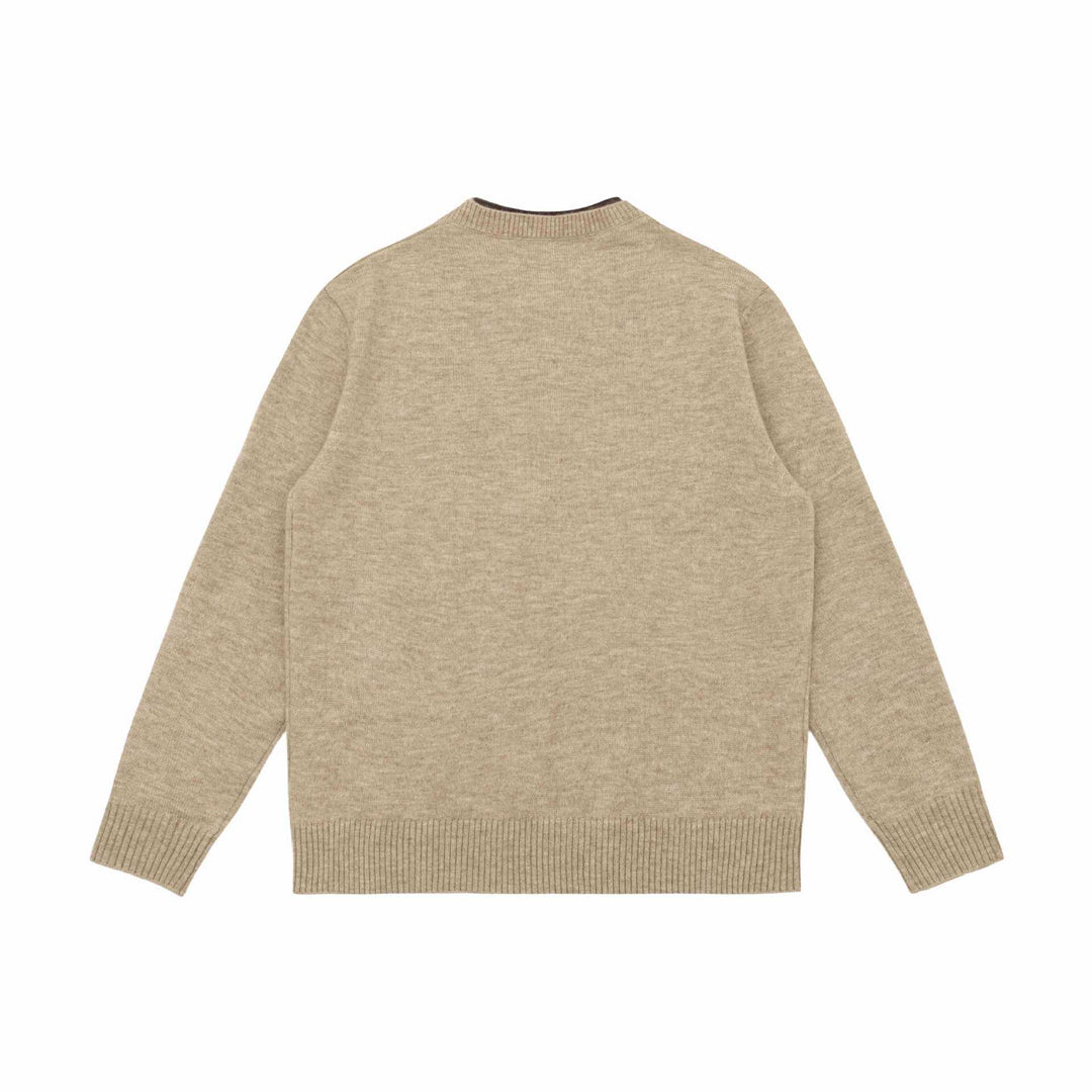Unisex Chunky Knit Sweater with V-Notch Neckline and Contrasting Inner Trim Mune Fashion