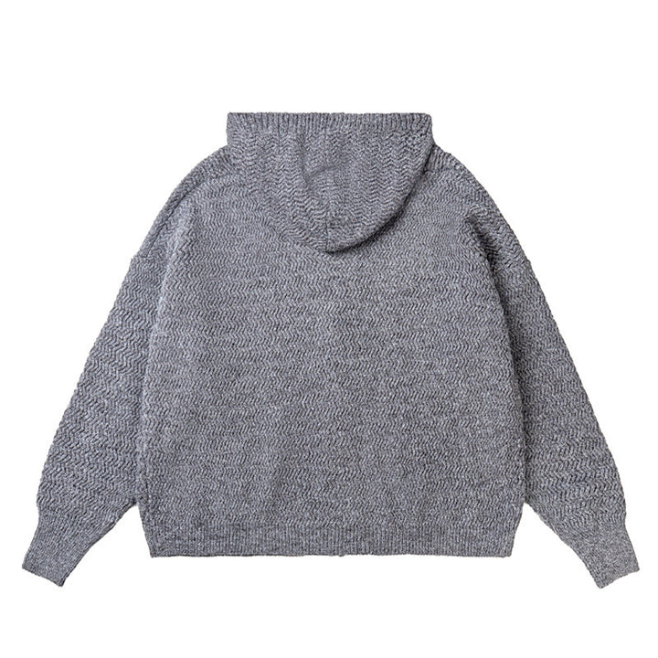 Unisex Knit Hooded Jacket with Textured Pattern and Full Zip Mune Fashion