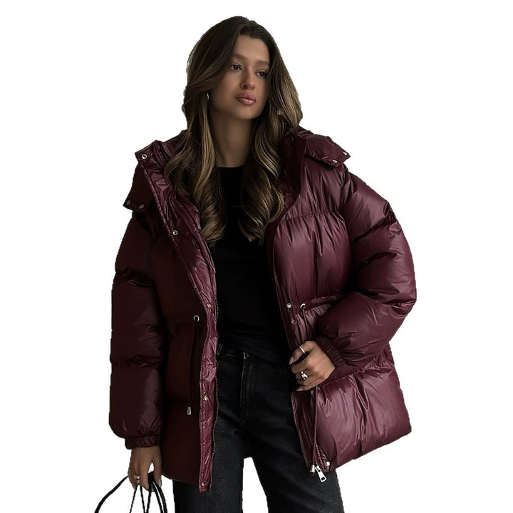 Women's quilted jacket with waist drawstring and hood Mune Fashion