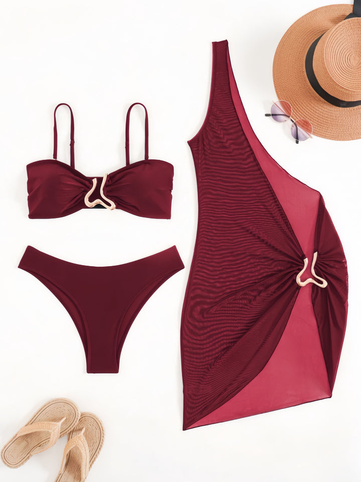 Women's bikini set with modern wrap skirt and elastic top Mune Fashion