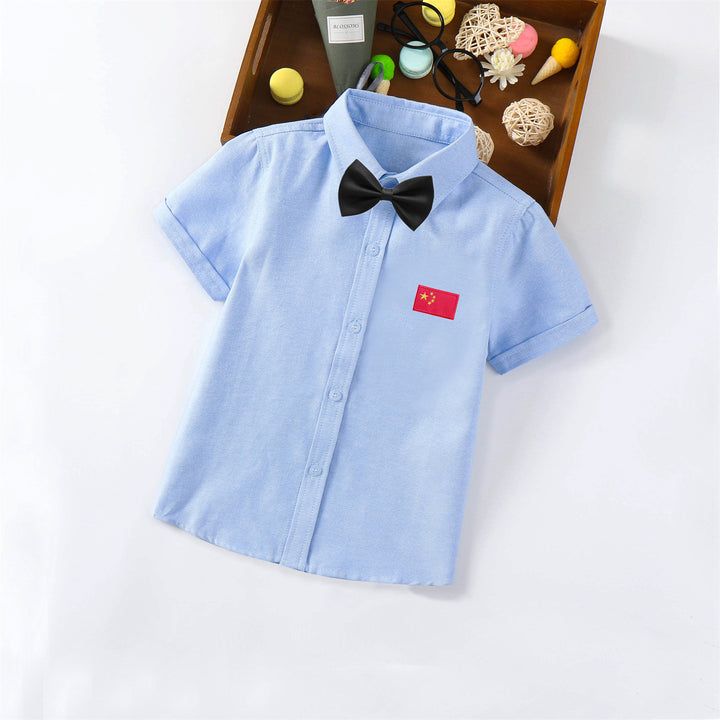 Ladies short sleeve shirt with elegant appliqué Mune Fashion