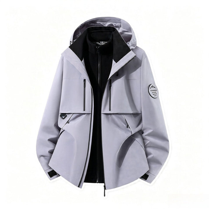 Men's three-layer softshell outdoor jacket with removable fleece lining and hood Mune Fashion