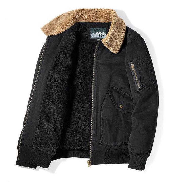 Men's thermo-canvas aviator jacket with continuous Sherpa lining and flap pockets Mune Fashion