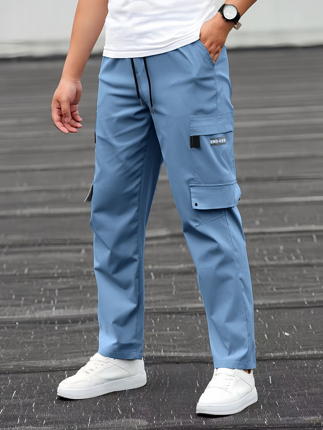 Men's Casual Technical Cargo Pants with Multi-Pockets, Drawstring Waist and Straight Leg Mune Fashion