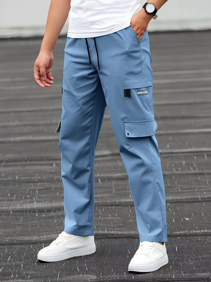 Men's Casual Technical Cargo Pants with Multi-Pockets, Drawstring Waist and Straight Leg Mune Fashion
