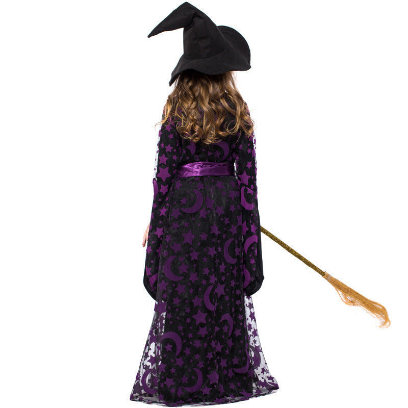 Girls Wizard Costume with Shimmering Cape and Detailed Hat Mune Fashion