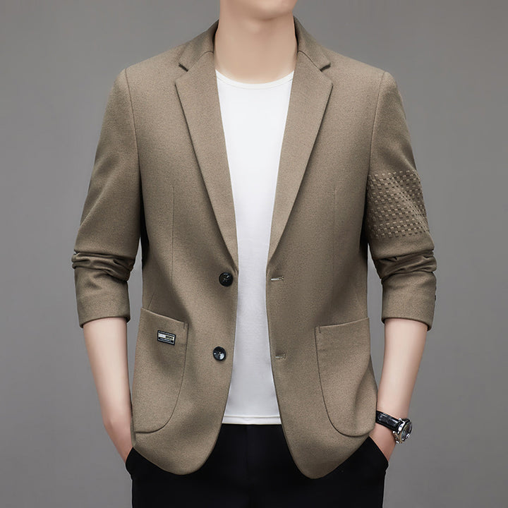 Men's Lightweight Casual Blazer with Three-Quarter Sleeves and Patch Pockets Mune Fashion