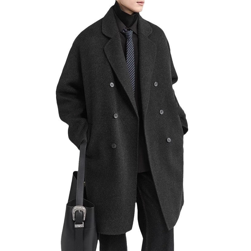 Men's oversized double-breasted wool coat with notched lapels and patch pockets Mune Fashion