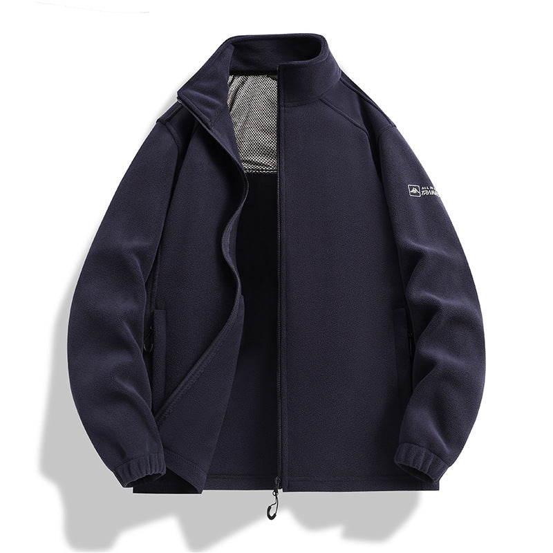 Men's fleece jacket with stand-up collar, wind-resistant microfleece and zippered pockets Mune Fashion