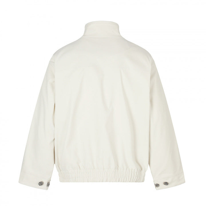 Unisex short jacket in boxy cut with stand-up collar, patch pockets, and elastic hem Mune Fashion