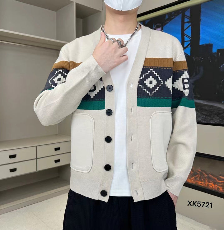 Men's Fashionable Cardigan with Graphic Pattern Mune Fashion