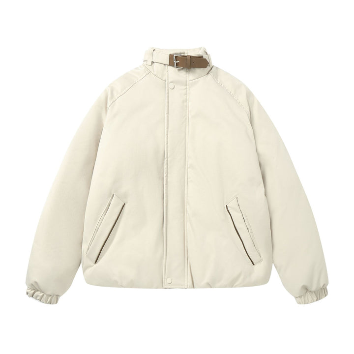 Women Quilted Boxy Bomber with high-collar buckle and diagonal zip pockets Mune Fashion